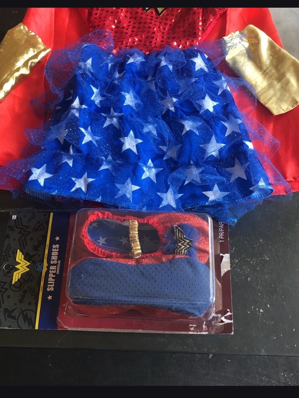 DC Comics Wonder Woman Blue Star Tutu Dress with Red and Gold Accents